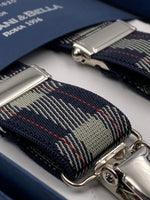 Albert Thurston - Elastic Clip-on-braces  - 25 mm - Blue, Grey and Red Tartan #4858