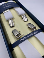 Albert Thurston for Cruciani & Bella Made in England Clip on Adjustable Sizing 25 mm elastic braces White Plain Color X-Shaped Nickel Fittings Size: L #2350