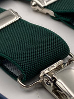 Albert Thurston for Cruciani & Bella Made in England Clip on Adjustable Sizing 25 mm elastic braces Green Plain Color X-Shaped Nickel Fittings Size: L #4851