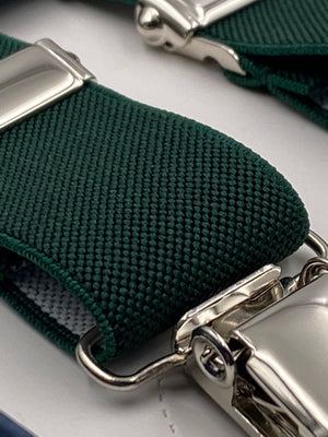 Albert Thurston for Cruciani & Bella Made in England Clip on Adjustable Sizing 25 mm elastic braces Green Plain Color X-Shaped Nickel Fittings Size: L #4851