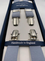 Albert Thurston for Cruciani & Bella Made in England Clip on Adjustable Sizing 25 mm elastic braces Grey Plain Color X-Shaped Nickel Fittings Size: L #4855