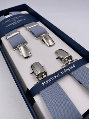 Albert Thurston for Cruciani & Bella Made in England Clip on Adjustable Sizing 25 mm elastic braces Grey Plain Color X-Shaped Nickel Fittings Size: L #4855