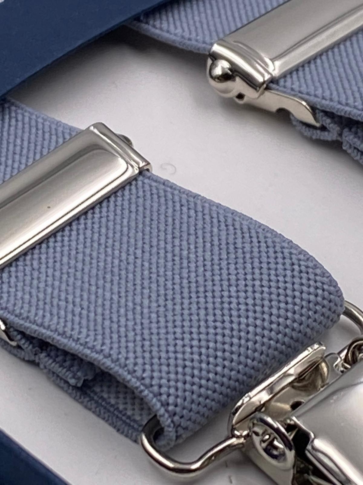 Albert Thurston for Cruciani & Bella Made in England Clip on Adjustable Sizing 25 mm elastic braces Grey Plain Color X-Shaped Nickel Fittings Size: L #4855