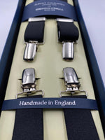 Albert Thurston for Cruciani & Bella Made in England Clip on Adjustable Sizing 25 mm elastic braces Black Plain Color X-Shaped Nickel Fittings Size: L #4852