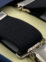 Albert Thurston for Cruciani & Bella Made in England Clip on Adjustable Sizing 25 mm elastic braces Black Plain Color X-Shaped Nickel Fittings Size: L #4852