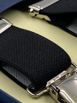 Albert Thurston for Cruciani & Bella Made in England Clip on Adjustable Sizing 25 mm elastic braces Black Plain Color X-Shaped Nickel Fittings Size: L #4852