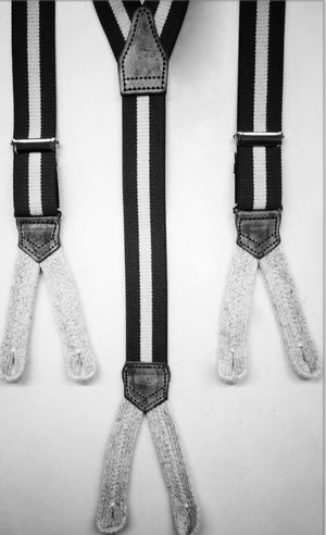 Albert Thurston - Elastic Braces - 25 mm - Blue, Grey and White Stripes #5666
