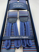 Albert Thurston for Cruciani & Bella Made in England Adjustable Sizing 35 mm elastic  braces Multicolor Stripes braces Braid ends Y-Shaped Nickel Fittings Size: L #4975
