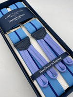 Albert Thurston for Cruciani & Bella Made in England Adjustable Sizing 35 mm elastic  braces Blue and Light Blue Stripes braces Braid ends Y-Shaped Nickel Fittings Size: L #4971