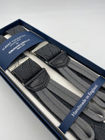 Albert Thurston for Cruciani & Bella Made in England Adjustable Sizing 35 mm elastic  braces Grey and Black  Rhombus braces Braid ends Y-Shaped Nickel Fittings Size: L #4965