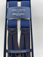 Albert Thurston for Cruciani & Bella Made in England Adjustable Sizing 35 mm elastic  braces Navy Blue Plain Braid ends Y-Shaped Nickel Fittings Size: L #4927