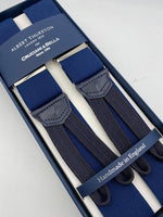 Albert Thurston for Cruciani & Bella Made in England Adjustable Sizing 35 mm elastic  braces Navy Blue Plain Braid ends Y-Shaped Nickel Fittings Size: L #4927