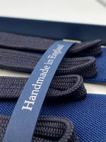Albert Thurston for Cruciani & Bella Made in England Adjustable Sizing 35 mm elastic  braces Navy Blue Plain Braid ends Y-Shaped Nickel Fittings Size: L #4927