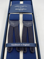Albert Thurston for Cruciani & Bella Made in England Adjustable Sizing 35 mm elastic  braces Navy Blue Plain Braid ends Y-Shaped Nickel Fittings Size: L #4927