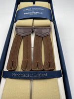 Albert Thurston for Cruciani & Bella Made in England Adjustable Sizing 35 mm elastic  brace Beige Plain Braid ends Y-Shaped Nickel Fittings Size: L #4937