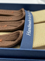 Albert Thurston for Cruciani & Bella Made in England Adjustable Sizing 35 mm elastic  brace Beige Plain Braid ends Y-Shaped Nickel Fittings Size: L #4937