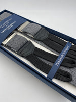 Albert Thurston for Cruciani & Bella Made in England Adjustable Sizing 35 mm elastic  brace Melange Grey Plain Braid ends Y-Shaped Nickel Fittings Size: L #4937