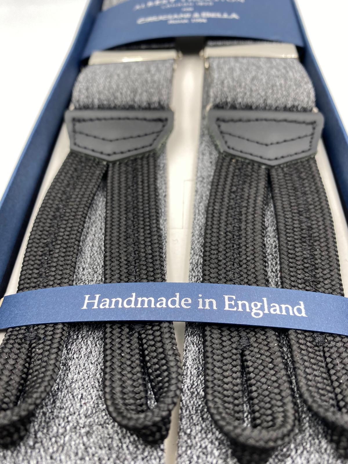 Albert Thurston for Cruciani & Bella Made in England Adjustable Sizing 35 mm elastic  brace Melange Grey Plain Braid ends Y-Shaped Nickel Fittings Size: L #4937