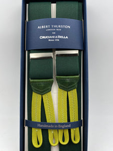 Albert Thurston for Cruciani & Bella Made in England Adjustable Sizing 35 mm elastic braces Forest Green Braid ends Y-Shaped Nickel Fittings Size: L #4942