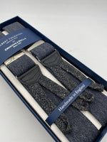 Albert Thurston for Cruciani & Bella Made in England Adjustable Sizing 35 mm elastic braces Dark Grey Melange Plain Braid ends Y-Shaped Nickel Fittings Size: L #4958