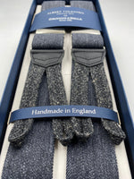 Albert Thurston for Cruciani & Bella Made in England Adjustable Sizing 35 mm elastic braces Dark Grey Melange Plain Braid ends Y-Shaped Nickel Fittings Size: L #4958