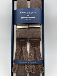 Albert Thurston for Cruciani & Bella Made in England Adjustable Sizing 35 mm elastic braces Dark Grey Melange Plain Braid ends Y-Shaped Nickel Fittings Size: L #4958