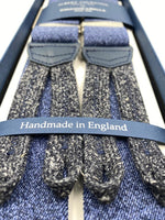 Albert Thurston for Cruciani & Bella Made in England Adjustable Sizing 35 mm elastic braces Blue Jeans Plain Braid ends Y-Shaped Nickel Fittings Size: L #4960