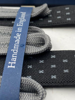 Albert Thurston for Cruciani & Bella Made in England Adjustable Sizing 25 mm elastic braces Black and Grey Motif Braid ends Y-Shaped Nickel Fittings Size: L #4266