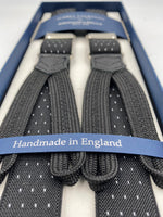 Albert Thurston for Cruciani & Bella Made in England Adjustable Sizing 25 mm elastic braces Black  and White Dot Braid ends Y-Shaped Nickel Fittings Size: XL #4925