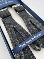 Albert Thurston for Cruciani & Bella Made in England Adjustable Sizing 25 mm elastic braces Grey Plain Melange Braid ends Y-Shaped Nickel Fittings Size: L #4898