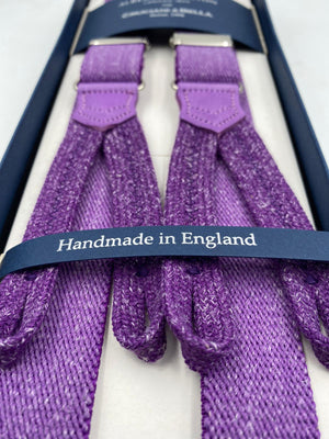 Albert Thurston for Cruciani & Bella Made in England Adjustable Sizing 25 mm elastic braces Purple Plain Braid ends Y-Shaped Nickel Fittings Size: L #4897