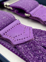 Albert Thurston for Cruciani & Bella Made in England Adjustable Sizing 25 mm elastic braces Purple Plain Braid ends Y-Shaped Nickel Fittings Size: L #4897
