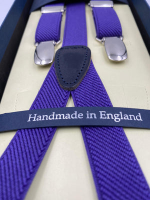 Albert Thurston for Cruciani & Bella Made in England Adjustable Sizing 18 mm elastic braces Purple  Plain braces Braid ends Y-Shaped Nickel Fittings Size: L 2305