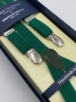 Albert Thurston for Cruciani & Bella Made in England Adjustable Sizing 18 mm elastic braces Green  Plain braces Braid ends Y-Shaped Nickel Fittings Size: L 2364