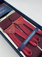 Albert Thurston for Cruciani & Bella Made in England Adjustable Sizing 40 mm Woven Barathea  Burgundy plain Braces Braid ends Y-Shaped Nickel Fittings Size: XL #4984