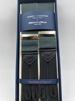 Albert Thurston for Cruciani & Bella Made in England Adjustable Sizing 40 mm Woven Barathea  Forest Green plain braces Braid ends Y-Shaped Nickel Fittings Size: XL #4982
