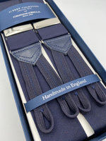 Albert Thurston for Cruciani & Bella Made in England Adjustable Sizing 40 mm Woven Barathea  Dark Blue braces Braid ends Y-Shaped Nickel Fittings Size: XL #4986
