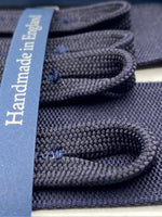 Albert Thurston for Cruciani & Bella Made in England Adjustable Sizing 40 mm Woven Barathea  Dark Blue braces Braid ends Y-Shaped Nickel Fittings Size: XL #4986