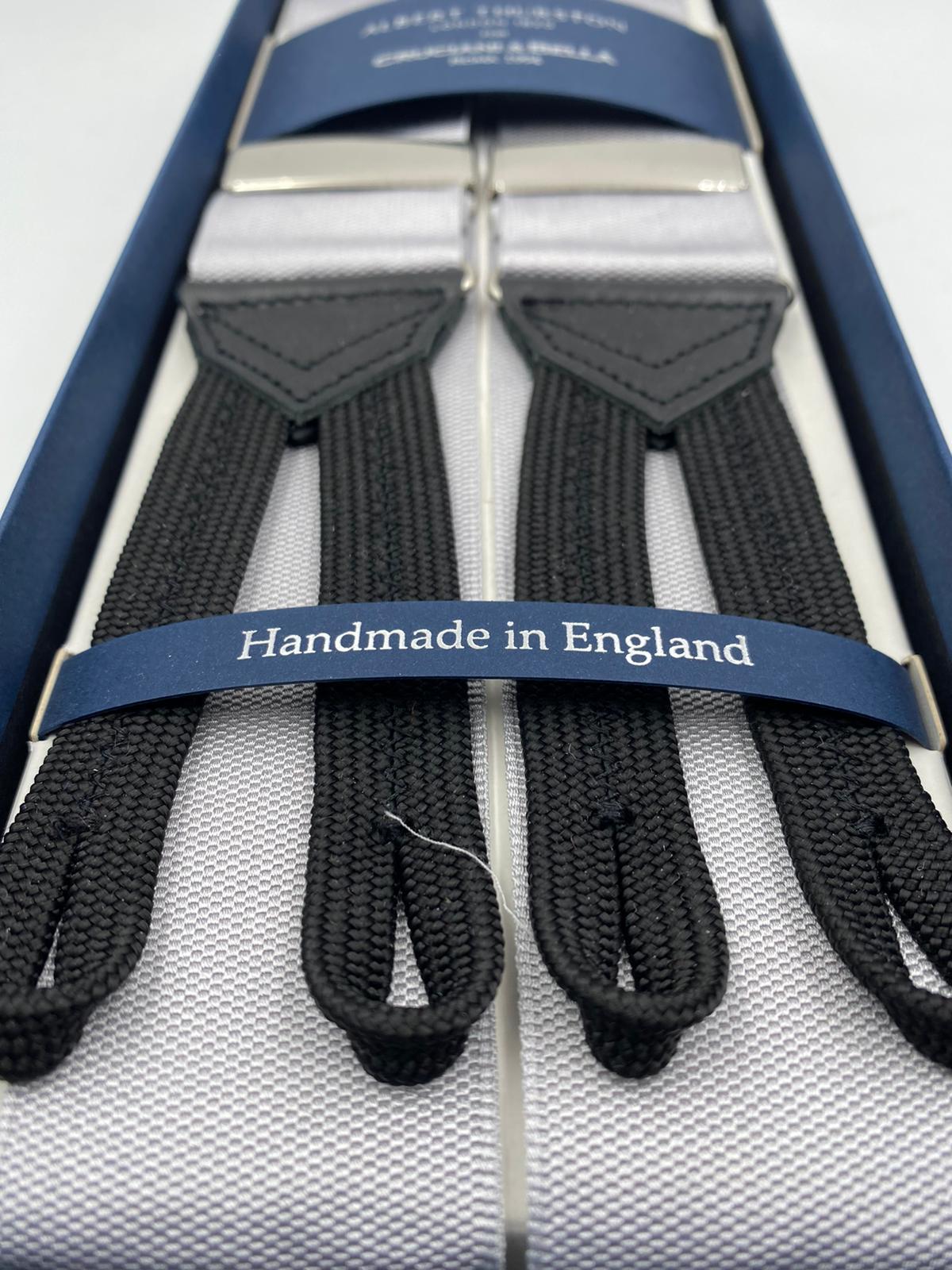 Albert Thurston for Cruciani & Bella Made in England Adjustable Sizing 40 mm Woven Barathea  Grey  braces Braid ends Y-Shaped Nickel Fittings Size: XL #4981