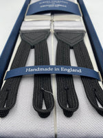 Albert Thurston for Cruciani & Bella Made in England Adjustable Sizing 40 mm Woven Barathea  Grey  braces Braid ends Y-Shaped Nickel Fittings Size: XL #4981