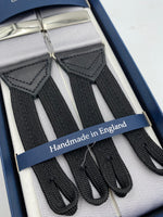 Albert Thurston for Cruciani & Bella Made in England Adjustable Sizing 40 mm Woven Barathea  Grey  braces Braid ends Y-Shaped Nickel Fittings Size: XL #4981