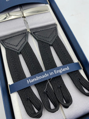 Albert Thurston for Cruciani & Bella Made in England Adjustable Sizing 40 mm Woven Barathea  Grey  braces Braid ends Y-Shaped Nickel Fittings Size: XL #4981