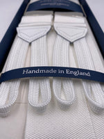 Albert Thurston for Cruciani & Bella Made in England Adjustable Sizing 40 mm Woven Barathea White braces Braid ends Y-Shaped Nickel Fittings Size: XL #4978