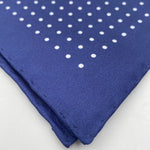 Cruciani & Bella 100% Printed Silk  Hand-rolled Navy Blue and White Spot Motif Pocket Square Handmade in England 32 cm  X 32 cm #4548
