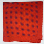Cruciani & Bella 100% Printed Silk  Hand-rolled Blue and White Dot Motif Pocket Square Handmade in England 32 cm  X 32 cm #2635