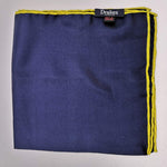 Drake's 100%Silk Hand-rolled Blue and Yellow -  Pocket Square Handmade in Italy 41 cm X 41cm #0520