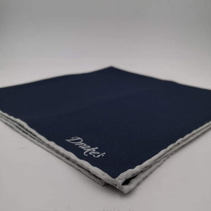 Drake's 100%Silk Hand-rolled Blue -  Pocket Square Handmade in Italy 41 cm X 41cm #0520