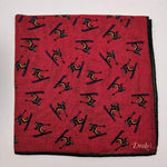 Drake's Printed 70% Wool 30%Silk Hand-rolled Green Multicolor - Dinos  Motif Pocket Square Handmade in Italy 43 cm X 43cm #2599