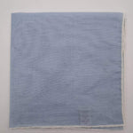 Drake's 60%Linen and 40 Cotton Hand-rolled  -  Pocket Square Light Blue and White Handmade in Italy 39 cm X 39cm #4563