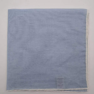 Drake's 60%Linen and 40 Cotton Hand-rolled  -  Pocket Square Light Blue and White Handmade in Italy 39 cm X 39cm #4563